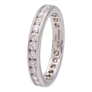 Tiffany & Co. Plat Full Circle 3mm Channel-Set Diamond Eternity Band Ring 6.75 For Sale