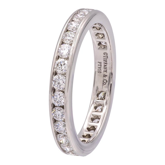 Tiffany & Co. Plat Full Circle 3mm Channel-Set Diamond Eternity Band Ring 6.75 For Sale