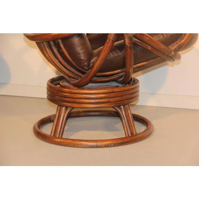 Rattan & Leather Swivel Lounge Chairs, 1960s, Set of 2 Chairish