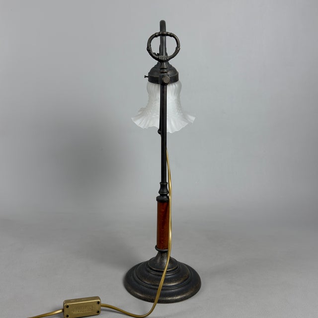 Table Lamp in Glass and Wood from Abat-Jour Liberty For Sale - Image 5 of 13