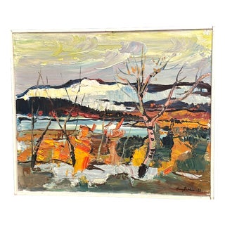 Harry Sahlin, Autumn Shore, 1973, Oil on Panel, Framed For Sale