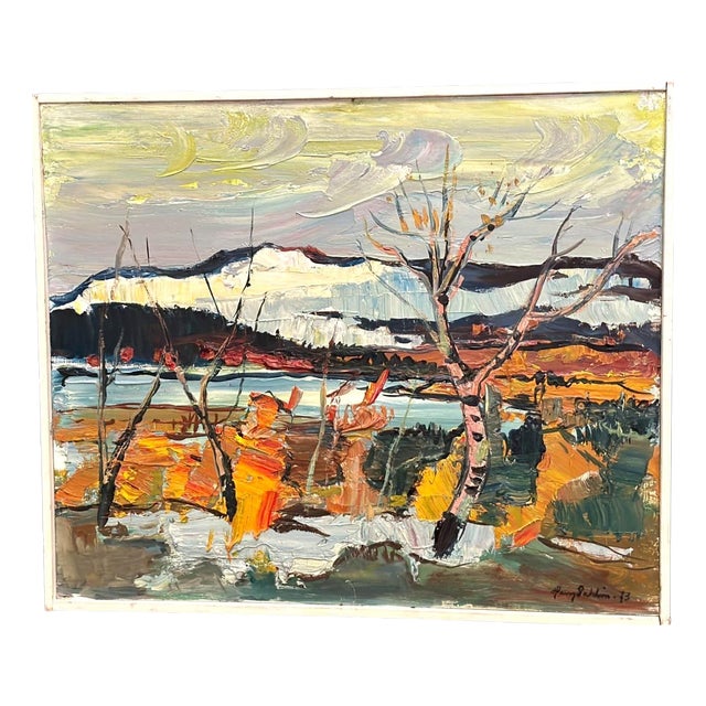 Harry Sahlin, Autumn Shore, 1973, Oil on Panel, Framed For Sale
