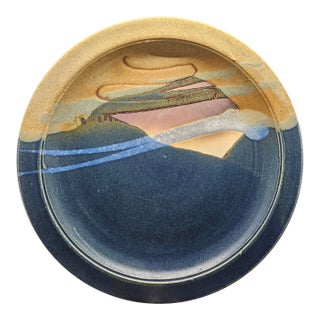 Vintage Studio Art Pottery Plate, Signed For Sale
