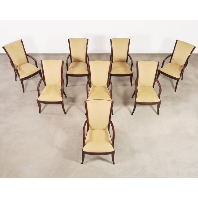 Art Deco Set of Eight French Art Deco Style Macassar Ebony Dining Chairs For Sale - Image 3 of 18