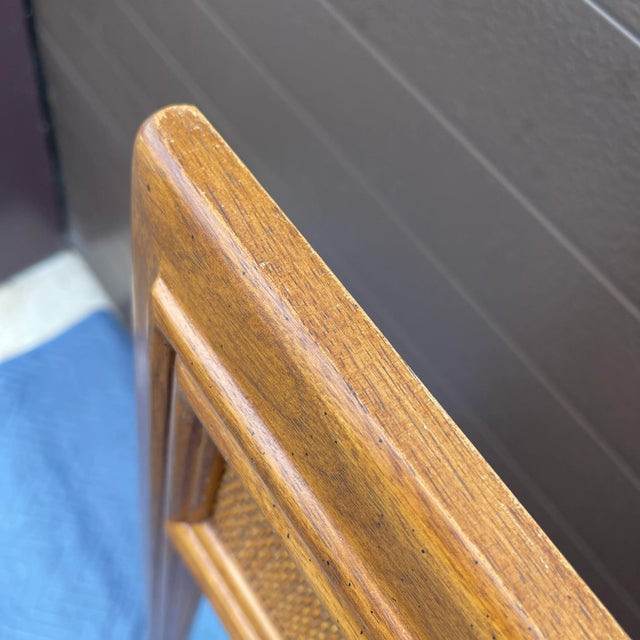 Wood Vintage Drexel Passage Collection Oak & Rattan Vertical Wall Mirror For Sale - Image 7 of 11