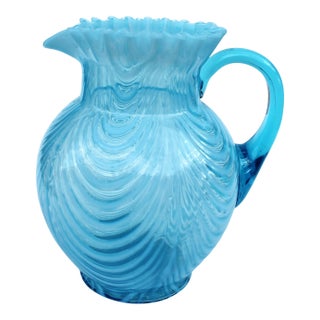 1950 Fenton Opalescent Pitcher, Ruffled Swirl Pattern For Sale