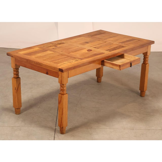 Farmhouse Mexican Pine Vintage Rustic One Drawer Writing or Dining Table For Sale - Image 3 of 18