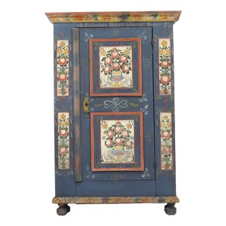 Antique Rustic Farmhouse Painted Bridal Cabinet, 1863 For Sale