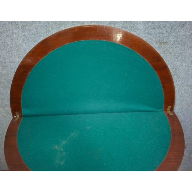 Louis XVI Style Mahogany and Green Felt Half-Moon Game Table For Sale - Image 4 of 8