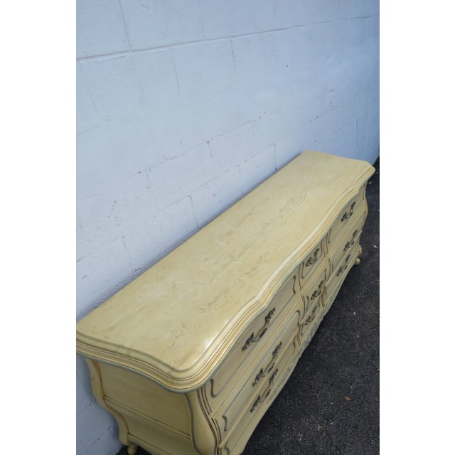 Hickory French Shabby Chic Painted Long Dresser Bathroom Vanity Tv Console For Sale - Image 10 of 13