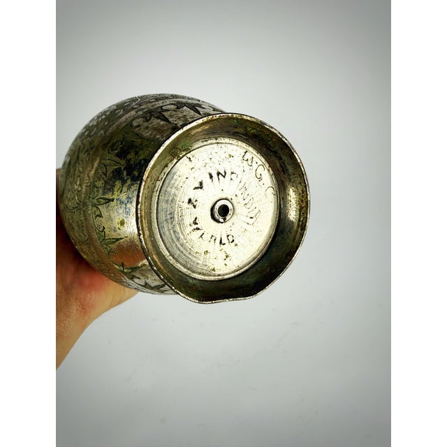 Vintage Hand-Engraved Silver-Tone Indian Vase, Circa 1965–1970s For Sale In Atlanta - Image 6 of 9