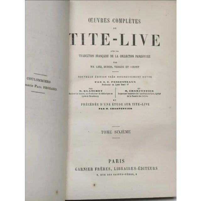 Tan Circa 1818 Antiquarian French Leather Books- Set of 5 For Sale - Image 8 of 12