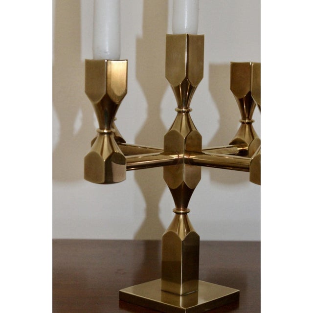 Vintage Swedish Brass Candelabra by Gusum, 1990 For Sale - Image 4 of 11