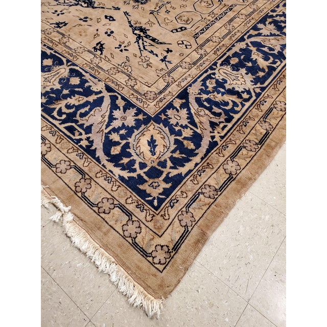 Antique Indo-Mahal, Handmade Oriental Rug, Blue, Taupe, Creams All-Over Design For Sale - Image 11 of 17