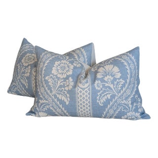 Schumacher Blue Versailles Lumbar Pillow Covers- Set of 2 For Sale