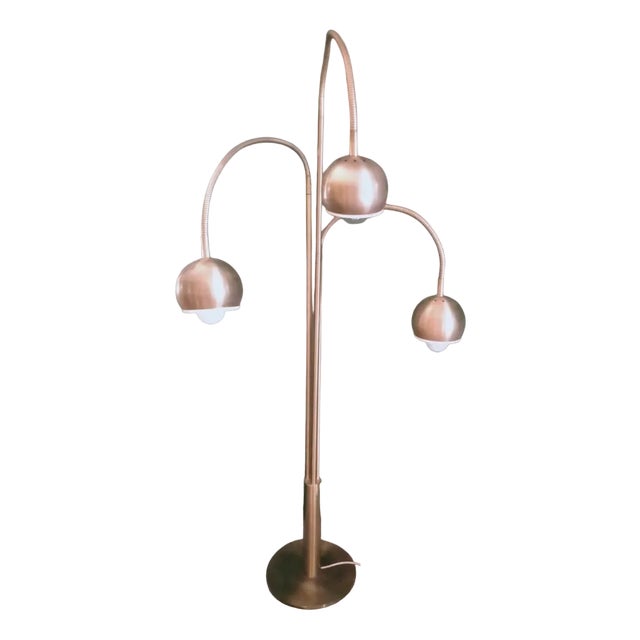 Three-Light Floor Lamp in Brass For Sale