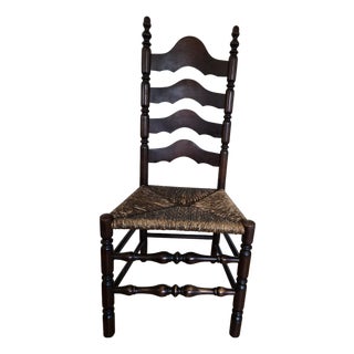 Early 20th Century Shaker Oak Ladderback Accent Chair For Sale