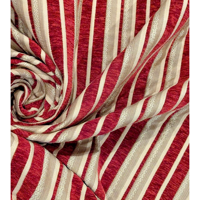 Vintage Kravet Cranberry Striped Chenille Upholstery Fabric- 4 Yards For Sale In Los Angeles - Image 6 of 7