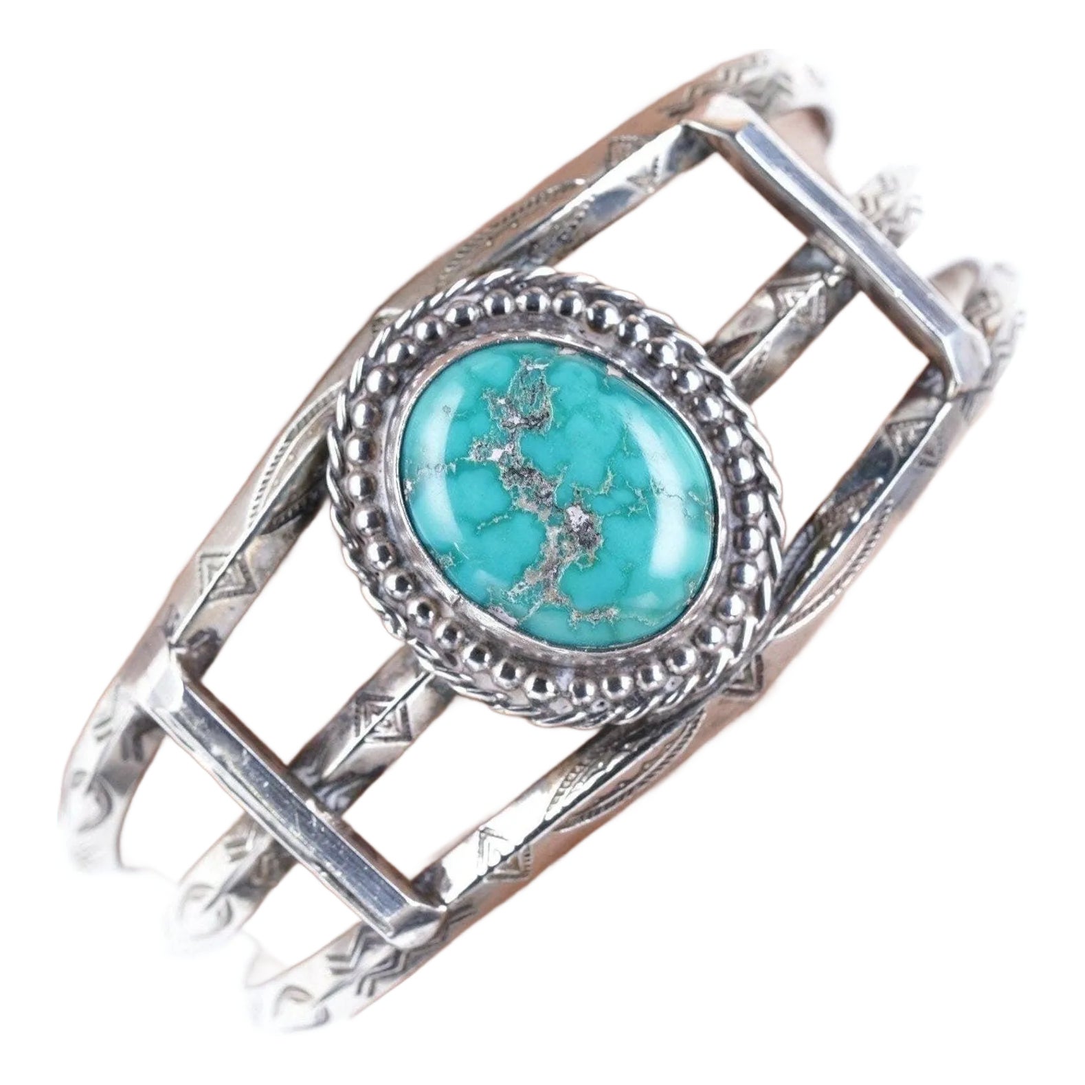 Navajo Turquoise & Tooling Cuff main image 0