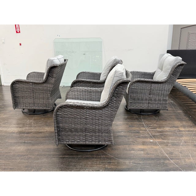 Outdoor Porch Glider Swivel Chairs, Set of Four For Sale - Image 4 of 12
