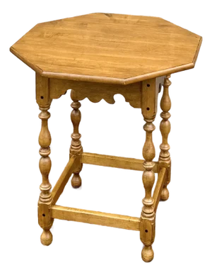 1980s Ethan Allen Circa 1776 Colonial Solid Maple Octagonal Side Table (18-8006)