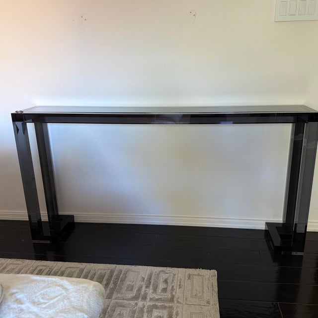 Glass Interlude Home Ava Sofa Table Console in Smoke Color For Sale - Image 7 of 12