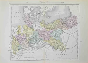 Lithograph Map of Prussia after the War of 1866