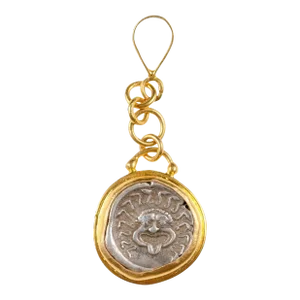 Antique Ancient Greek Coin in 22k Drop Pendant