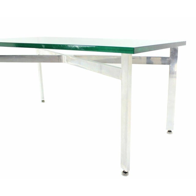 Pair of Rectangular Crome X Base 3/4" Glass Tops Coffee Side End Tables Stands For Sale - Image 6 of 9