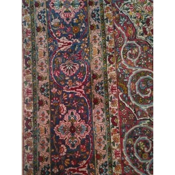 Persian 1930's Persian Pink and Blue Lavar Kerman Rug, 10'7" X 16' For Sale - Image 3 of 6