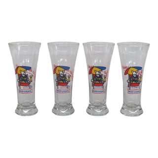 1980s Bud Light Pilsner Glasses Set of 4 Spuds MacKenzie 1987 Anheuser Busch Inc For Sale