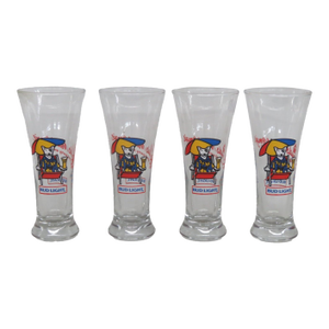 1980s Bud Light Pilsner Glasses Set of 4 Spuds MacKenzie 1987 Anheuser Busch Inc