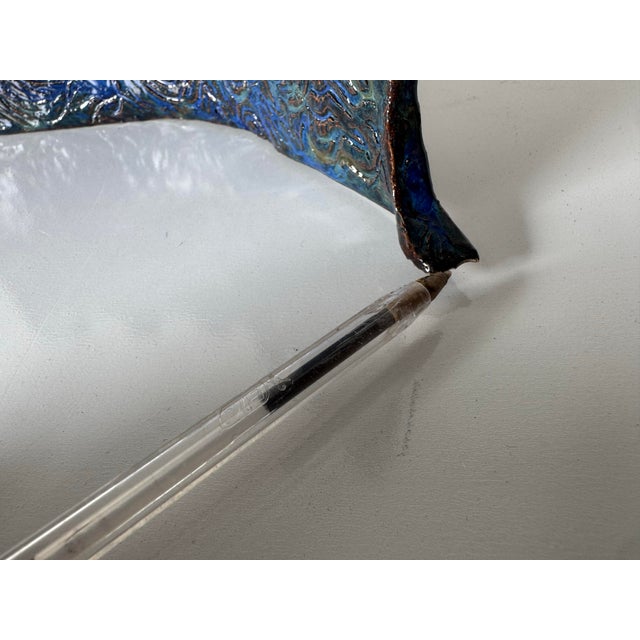 1990’s Vintage Handmade Blue Glazed Studio Pottery Ceramic Sculptural Menorah For Sale - Image 12 of 12