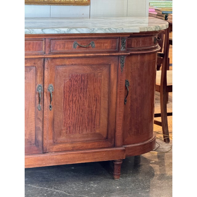 1920s 1920s French Mahogany Marble Top Server With Rounded Ends For Sale - Image 5 of 11