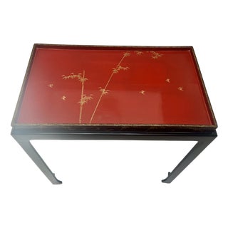 Stephen Cannell Estate: 1950s Chinese Red Lacquer Chinoiserie Accent Table For Sale