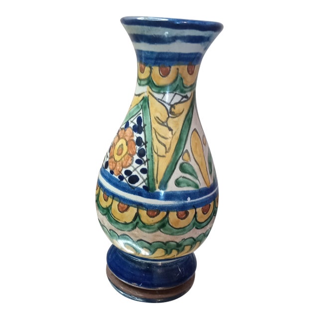 1980s Talavera Mexican Folk Art Bud Vase For Sale