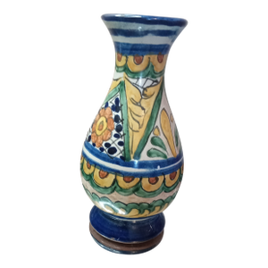 1980s Talavera Mexican Folk Art Bud Vase