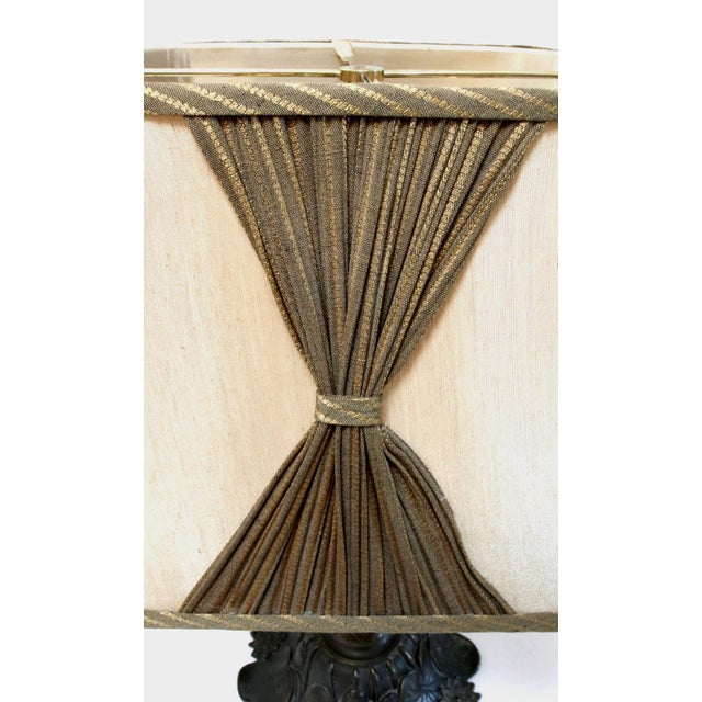 Mid Century Square Green and Tan Pleated Lamp Shade For Sale In Los Angeles - Image 6 of 12