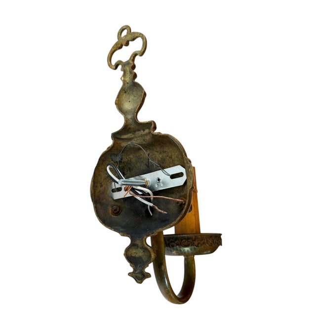 1920s 1920s Rare Pair of Spanish Revival Wall Sconces With Original Painted Patina For Sale - Image 5 of 6