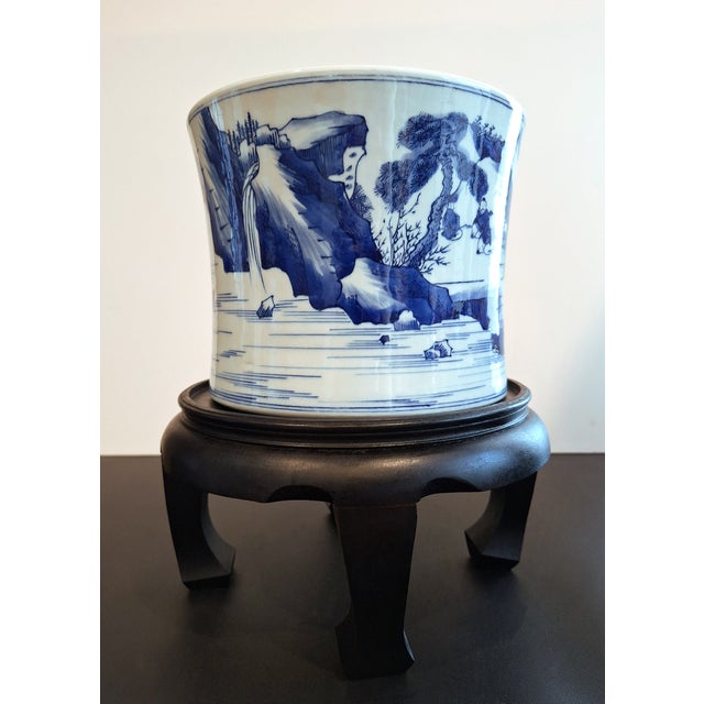 Wood Chinese Porcelain Landscape Bitong For Sale - Image 7 of 12
