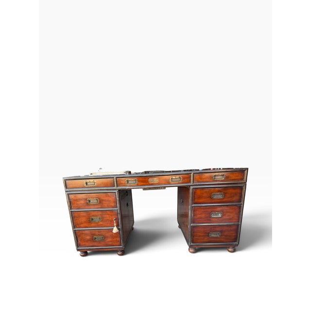 Theodore Alexander Theodore Alexander Captain Powers 9th Bengal Lancers Campaign Executive Desk For Sale - Image 4 of 17