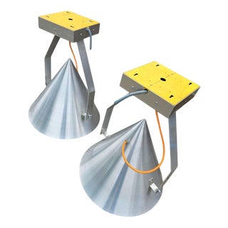 Large Modern Industrial Conical Aluminum Lamps, Set of 2 For Sale