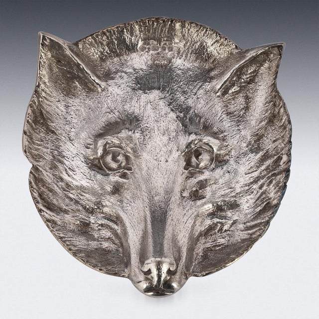 1980s Silver Fox Head Dishes fom Asprey & Co., 1980s, Set of 4 For Sale - Image 5 of 12