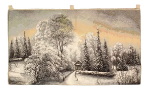 Contemporary City Covered With Snow Landscape Wall Tapestry