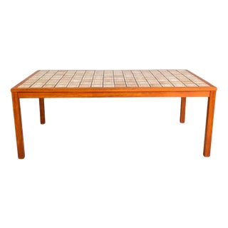 Mid-Century Brutalist Coffee Table in Teak with Ceramic Tiles For Sale