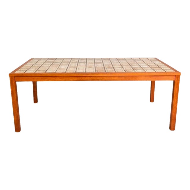 Mid-Century Brutalist Coffee Table in Teak with Ceramic Tiles For Sale