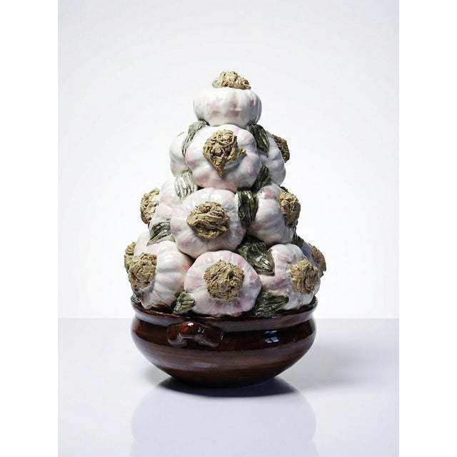 Vintage Trompe-Lœil Pyramid of Garlic in Glazed Ceramic, 1960s For Sale - Image 16 of 16