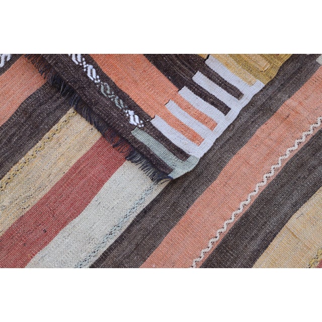 1970s Turkish Antique Striped Hand Knotted Kilim Rug For Sale - Image 11 of 11