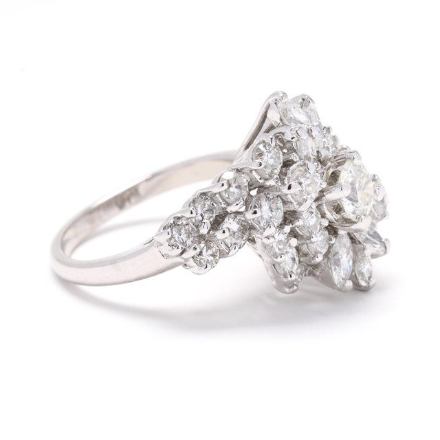 Modern 3.16ctw Diamond Cluster Ring, Platinum 100 Irid, Ring Size 6.5 For Sale - Image 3 of 8