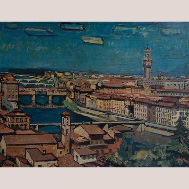 Federico Lloveras, Florence, Large Oleograph, 1970s, Framed For Sale - Image 11 of 11